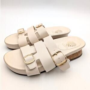 Vince Camuto Freoda Double Buckle Platform Slide Sandals Cream Size US6.5M EU37